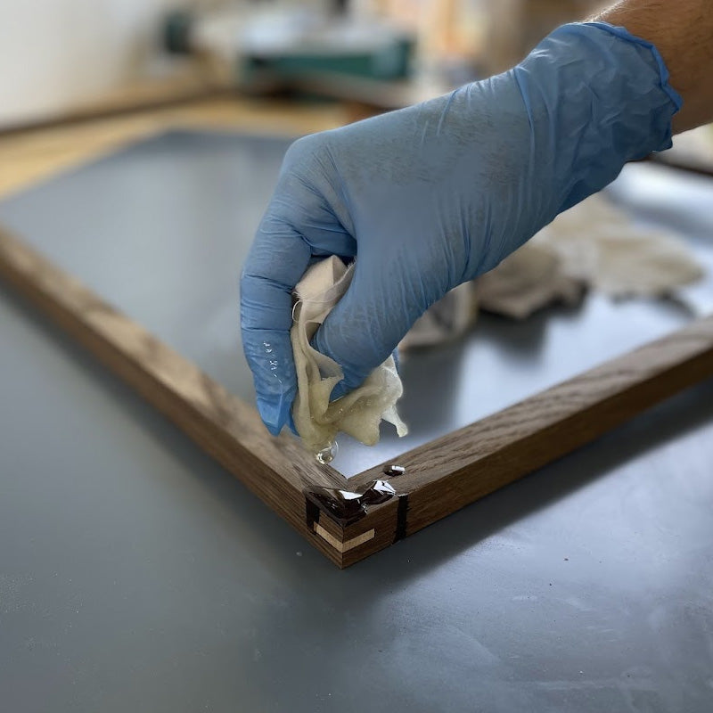 Snedkerramme mørk eg – 60x60 – Bred m. snedkersamling – Ægte glas – Olie/voksbehandlet – Håndlavet i Danmark