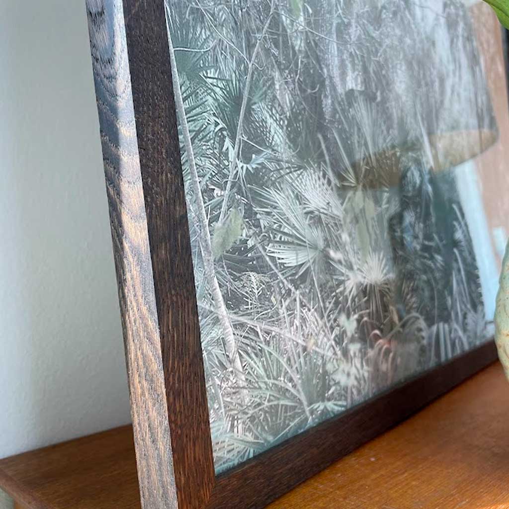 Snedkerramme mørk eg – 60x60 – Bred – Ægte glas – Olie/voksbehandlet – Håndlavet i Danmark