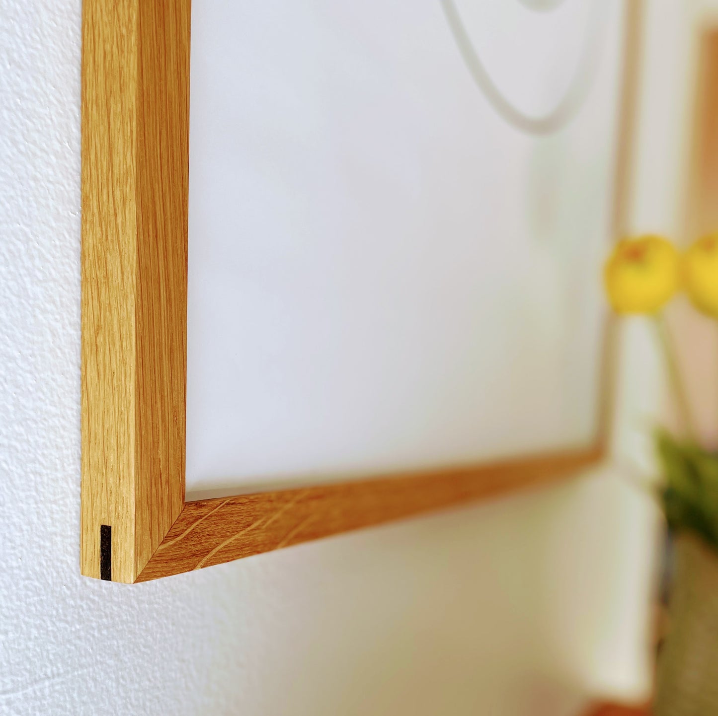 Snedkerramme massiv eg – 60x60 – Bred m. snedkersamling – Ægte glas – Olie/voksbehandlet – Håndlavet i Danmark