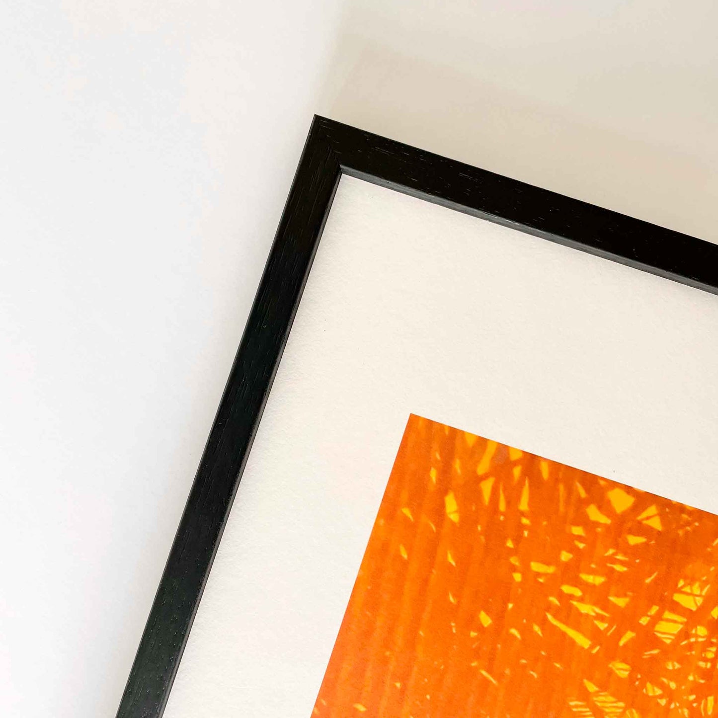 Sort træramme med struktur - 50x50 - Ægte glas - Dansk produceret