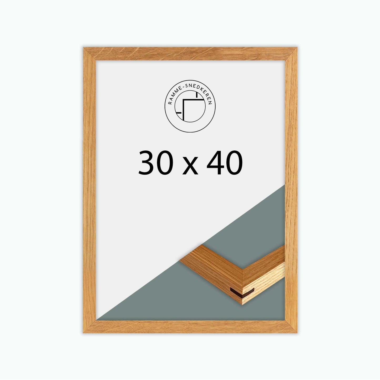 EGETRÆSRAMME MASSIV - 30X40 - SNEDKERSAMLING - ÆGTE GLAS - BRED (20MM)