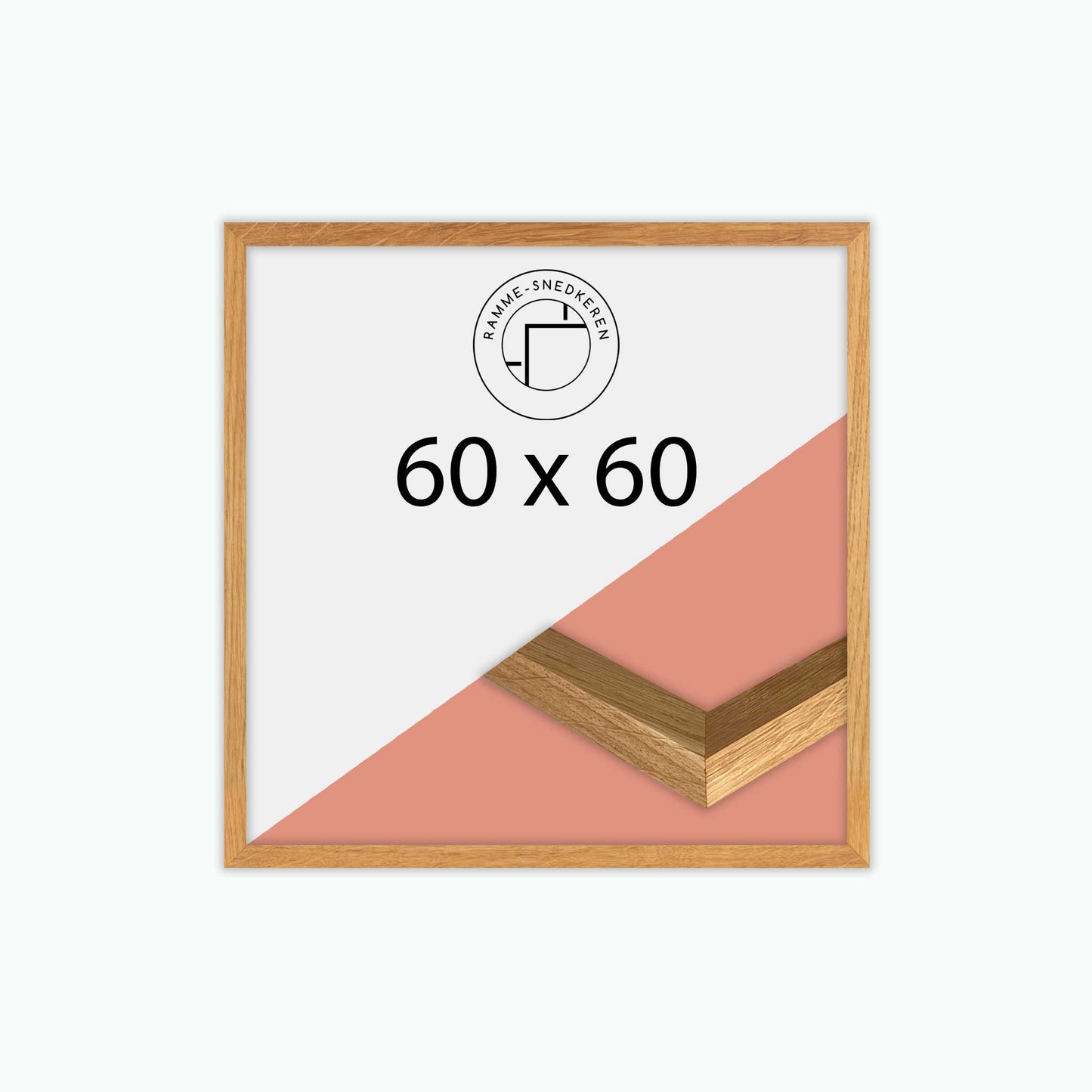 EGETRÆSRAMME MASSIV - 60x60 - ÆGTE GLAS - BRED (20MM)