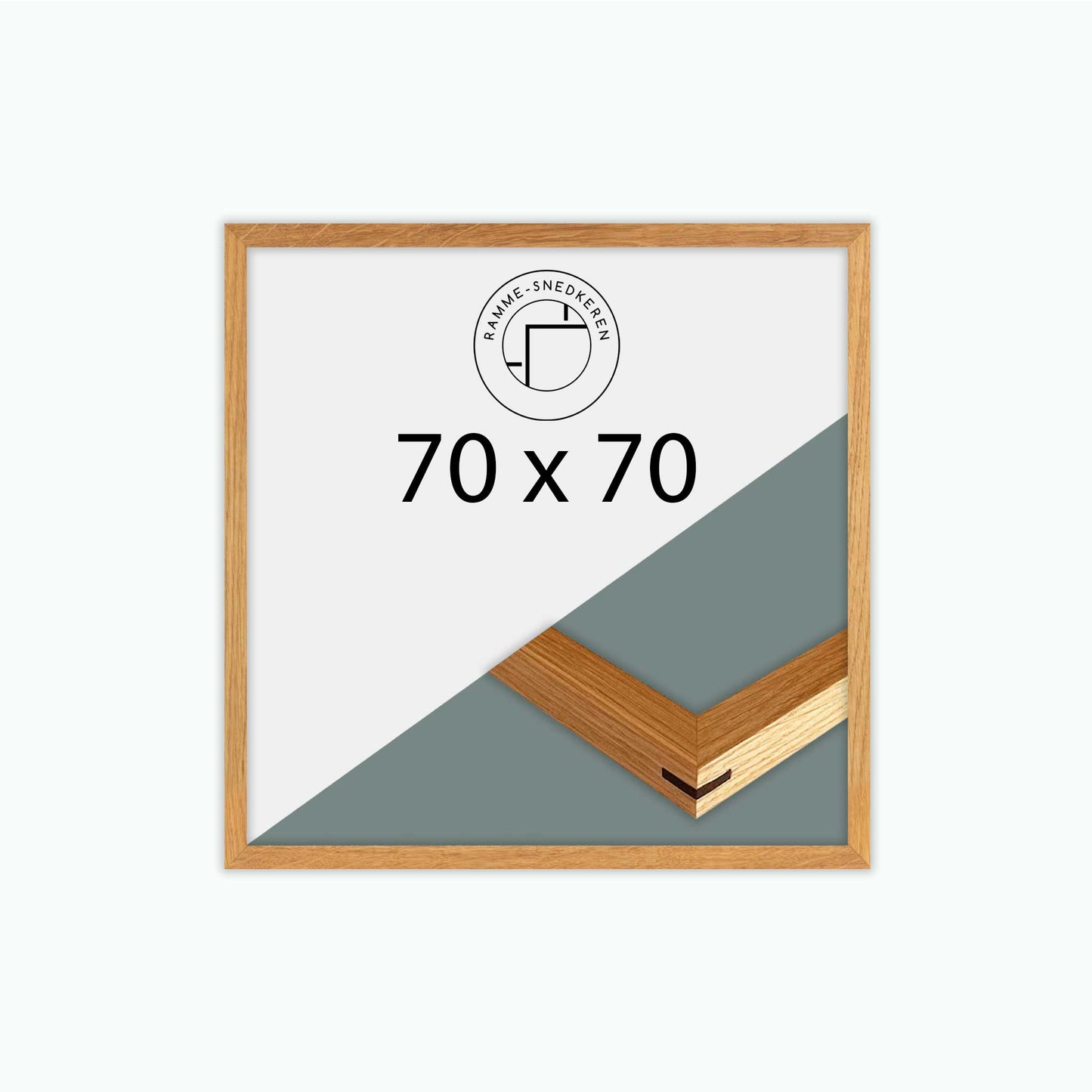 EGETRÆSRAMME MASSIV - 70x70 - SNEDKERSAMLING - ÆGTE GLAS - BRED (20MM)