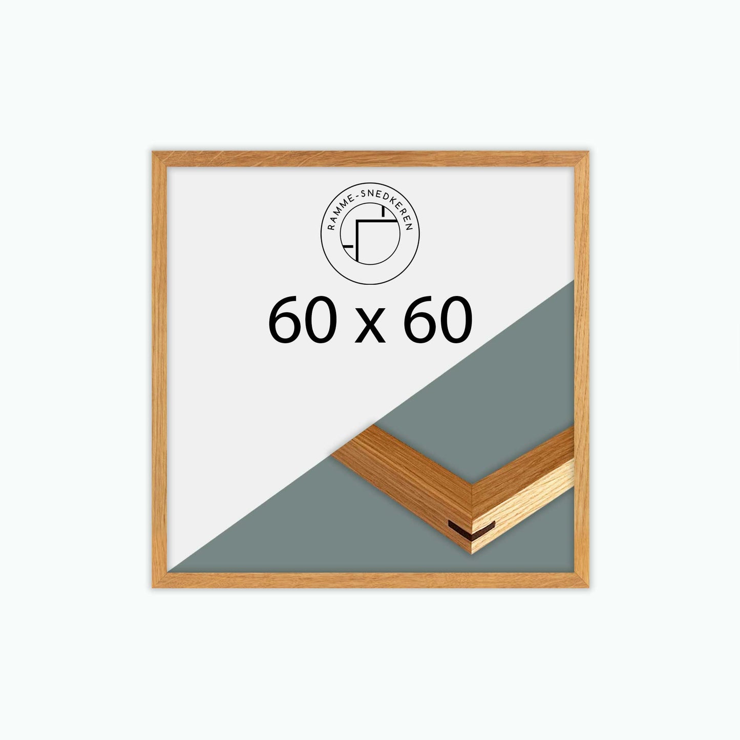 EGETRÆSRAMME MASSIV - 60x60 - SNEDKERSAMLING - ÆGTE GLAS - BRED (20MM)