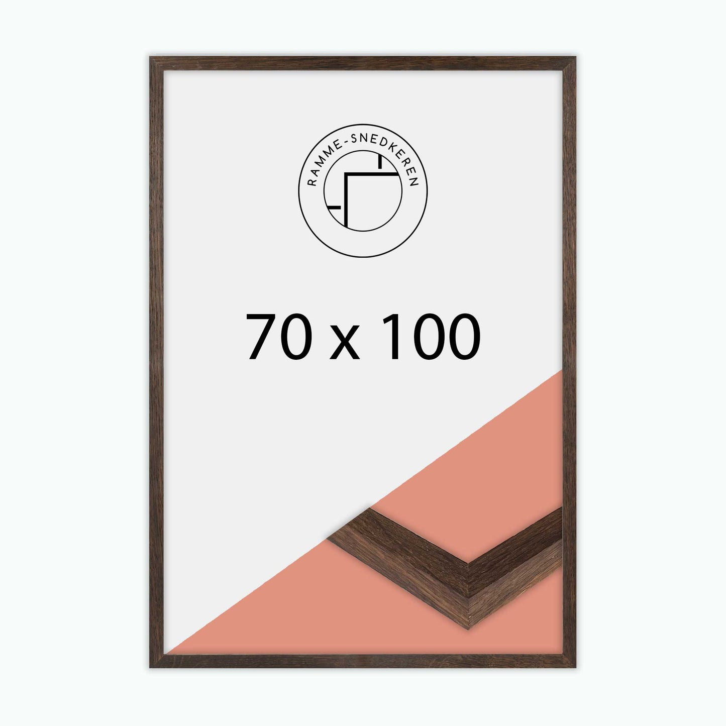 MØRK EGETRÆSRAMME MASSIV - 70x100 - ÆGTE GLAS - BRED (20MM)