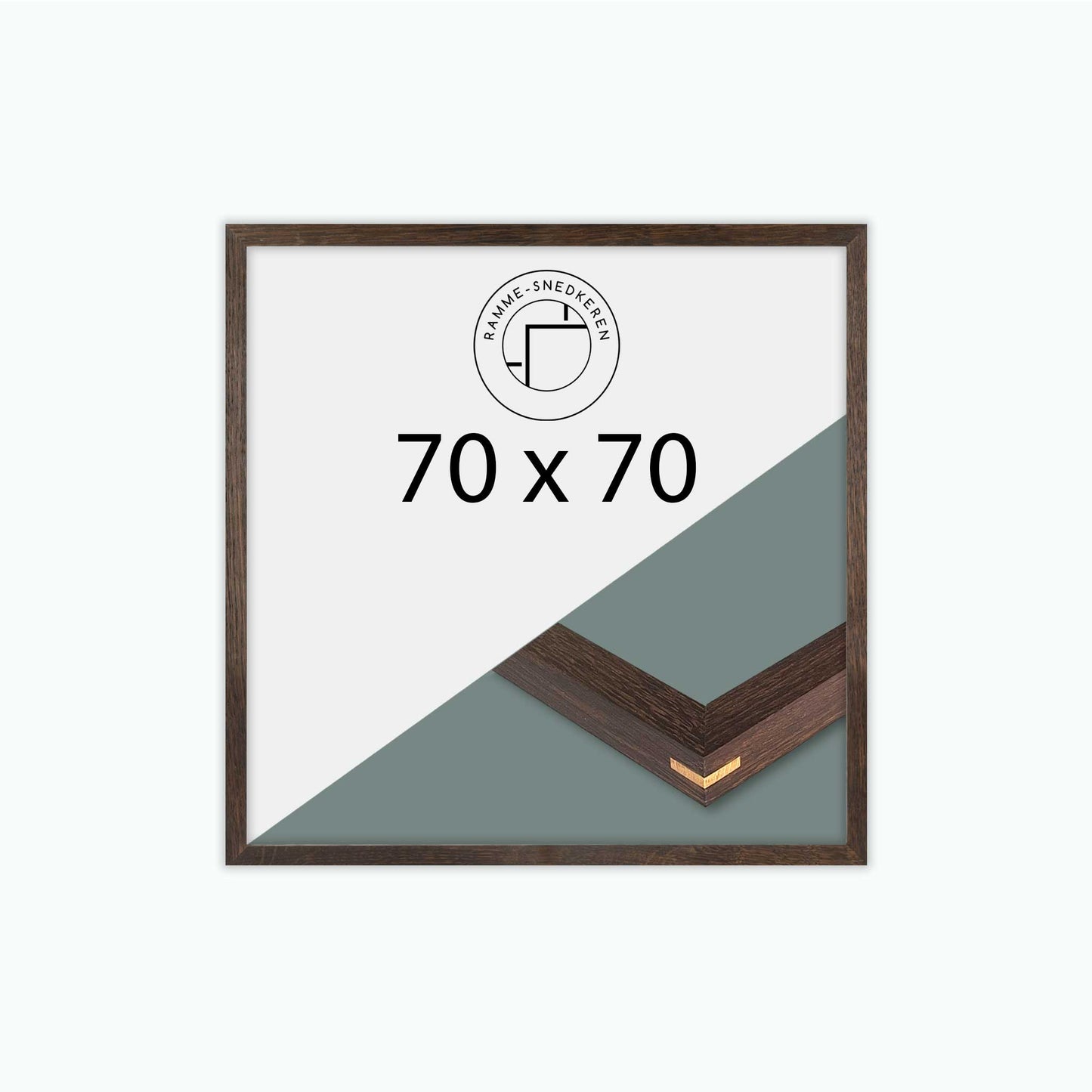 MØRK EGETRÆSRAMME MASSIV - 70x70 - SNEDKERSAMLING - ÆGTE GLAS - BRED (20MM)
