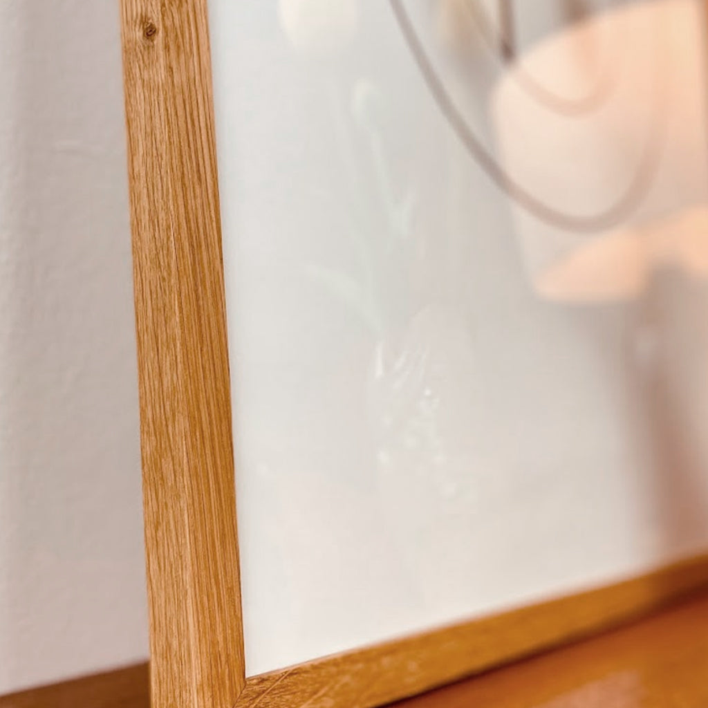 Snedkerramme massiv eg – 70x70 – Bred – Ægte glas – Olie/voksbehandlet – Håndlavet i Danmark