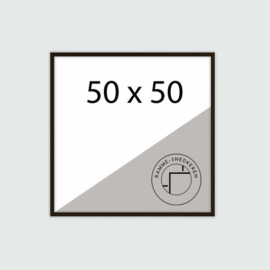 Sort træramme med struktur - 50x50 - Ægte glas - Dansk produceret